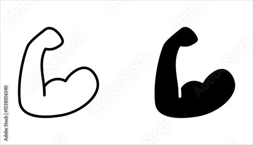 Muscle Arm icon set. Simple Muscle Arm icon symbolizing strength, fitness, and power. vector icon on white background