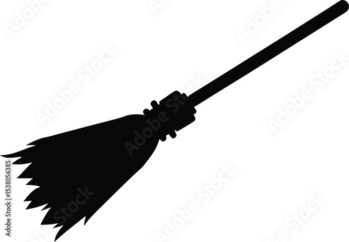 halloween broomstick black silhouette, halloween broomstick black symbol