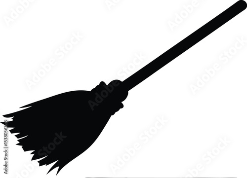 halloween broomstick black silhouette, halloween broomstick black symbol