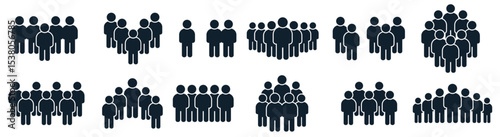  people group icon business person team management socializing persons silhouette icons set