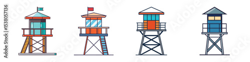 Lifeguard Tower Flat Style Beach Safety Vector Illustration