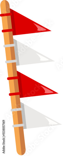 Indonesia's National Flag with Bold Red and White Stripes on a Wooden Pole Celebrating Independence Day.