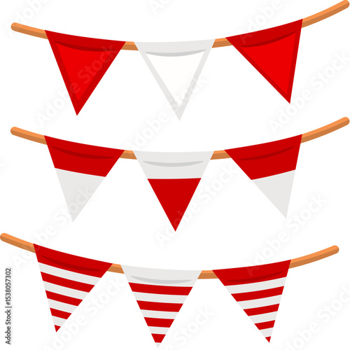Decoration of Indonesia's National Flag with Bold Red and White Stripes Celebrating Independence Day.