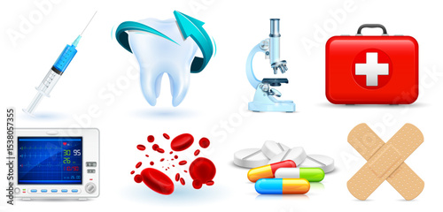 illustration of collection of detailed medical object