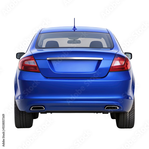 blue car back view isolated