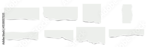 ripped paper broken white note paper text messages different shapes vector realistic 