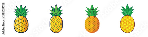 Pineapple Flat Style Tropical Fruit Vector Illustration