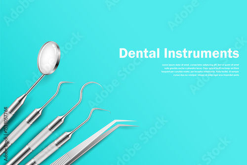 illustration of realistic dental equipment and instrunment on Healthcare and Medical background