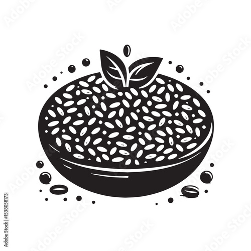 Black Risotto Silhouette Vector, High Quality Illustration on White Background