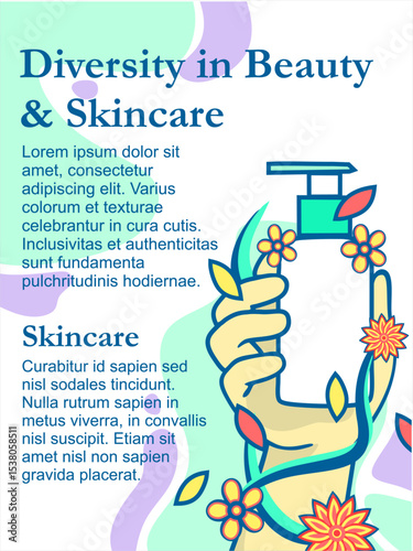 Diversity in beauty and skincare concept, Modern Beauty Diversity Concept, for social media advertising posts, promotional posters and flyers