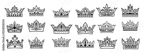 set black white imperial royal crowns.