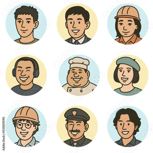 Various Professions and People Avatars Set