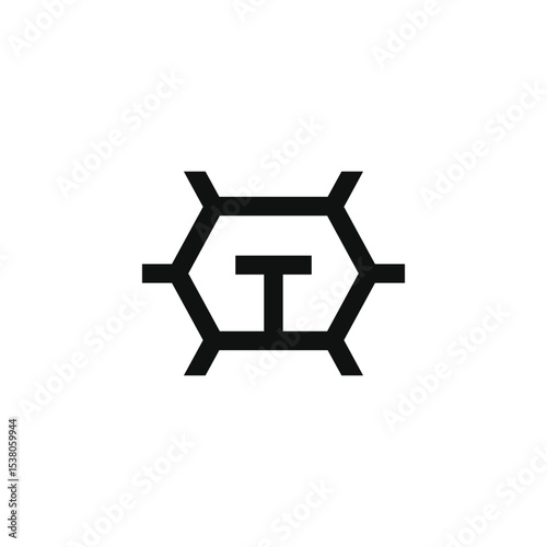 Letter T hexagon frame logo