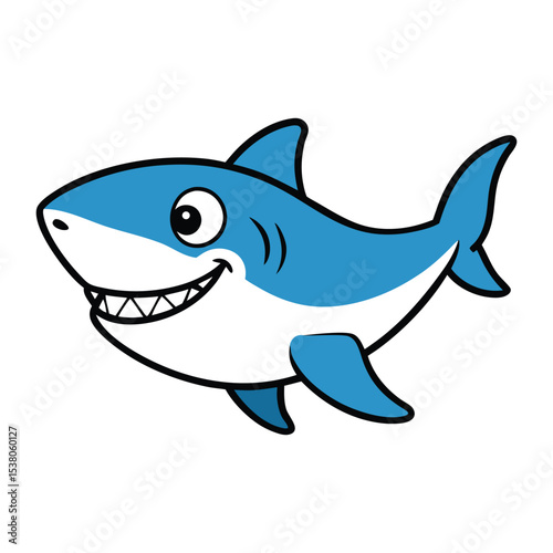 Smiling Shark Cartoon Mascot Character