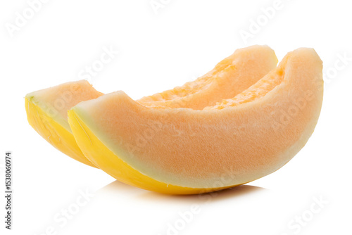 Golden Melon slices isolated on a transparent background