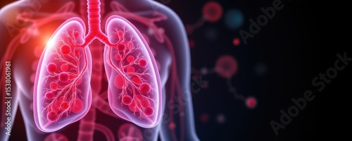digital rendering of oxygen exchange at the alveolar level with red blood cells and air sacs visible photo