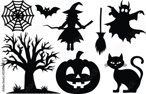Halloween All vector, Halloween Silhouette vector