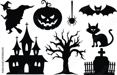 Halloween All vector, Halloween Silhouette vector