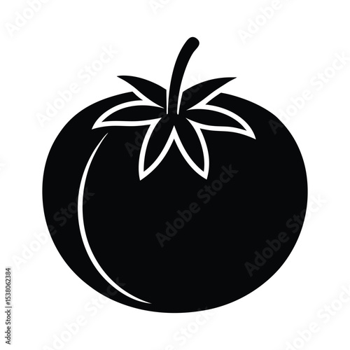 Simple Tomato Illustration in Black and White Ideal for Food and Agriculture Designs