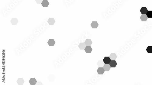 Black and white simple abstract hexagon background, geometric animation