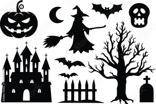 Halloween All vector, Halloween Silhouette vector