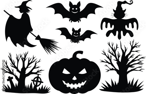 Halloween All vector, Halloween Silhouette vector