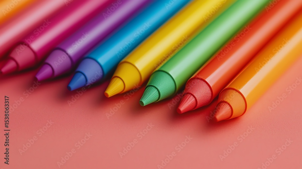 Fototapeta premium A set of pastel highlighters neatly aligned, ready for notetaking