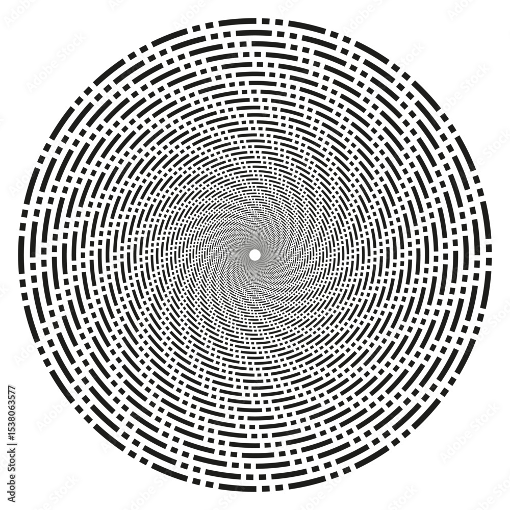 Fototapeta premium Swirl triangle shape. Rotating vector form. Abstract spiral pattern. Black white illusion.