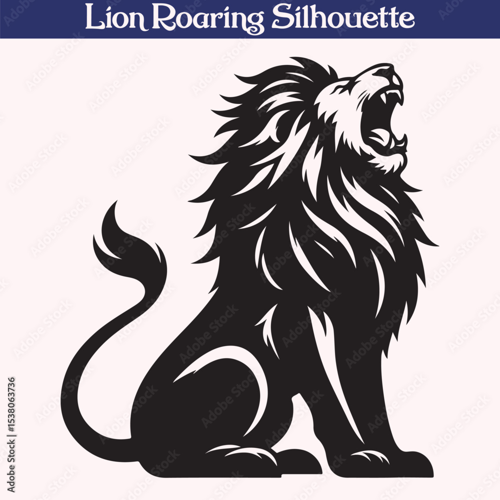Fototapeta premium Lion roaring silhouette vector illustration
