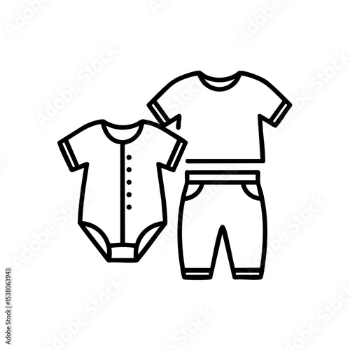 Baby and toddler clothes icon in black line style