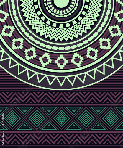 Tribal Motifs, Elegant Tribal Mandala with Patterns cinematic poster, trendy sport jersey design, trendy t shirt design, professional jersey design vector, fabric fashion texture, sports wear, jersey 