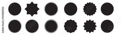 Blank promo stickers set. Starburst, graphic, sunburst, shine, stamp, decoration, sunshine, glitter symbol. Hipster Style badges. Vector design element great for retro style projects.  