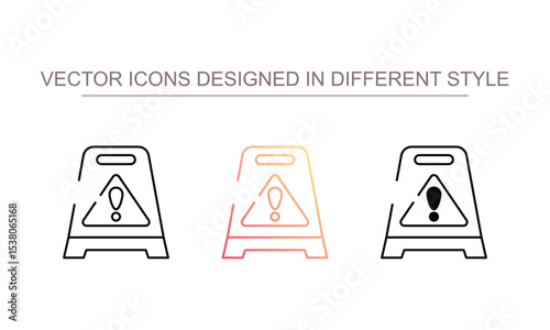 Wet Floor Sign icon design with white background stock illustration