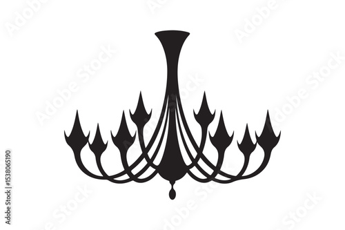 Elegant Black Chandelier Silhouette Vector for Classic Interior Decor
