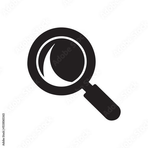 Black Magnifying Glass Silhouette for Search and Discovery Concepts