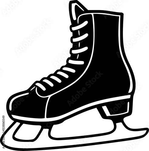 Ice Skating Vector SVG. Skate Illustration. Black and White Skater Stencil. Ice Skating Stencil. Skating Boots. Winter Sports Equipment