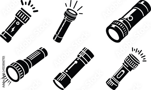 Flashlight bundle silhouette icon vector art illustration