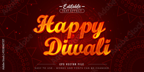Glossy Happy Diwali text, editable text effects.