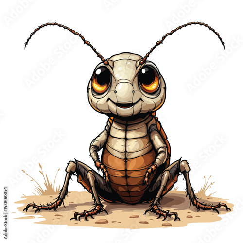 vector illustration of cartoon cockroach