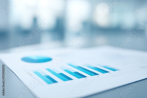 clean and minimalistic image depicting financial report with blurred background featuring people in office highlighting