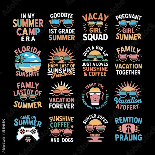 Summer Vacation Quotes Sunglasses Designs Retro Style