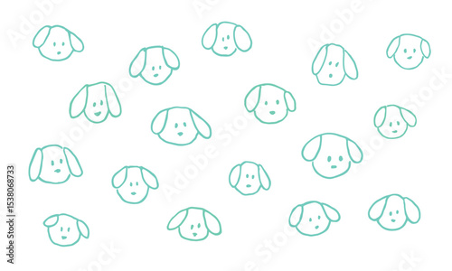 Rough cute puppy dogs doodle on white background. Hand drawn illustration vector.