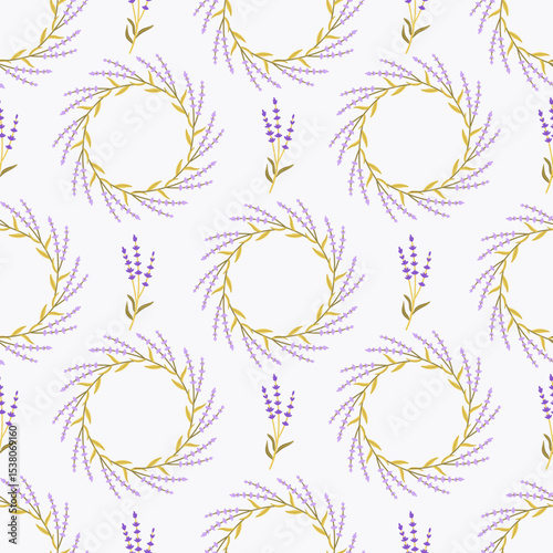 Lavender seamless pattern with flowers . Floral background. Provence design with lavender. Hand drawn vector illustration for textile, wrapping paper, clothing, packaging.