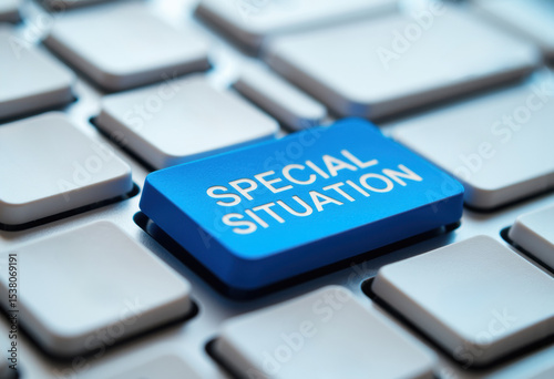 A blue keyboard key labeled SPECIAL SITUATION stands out among gray keys