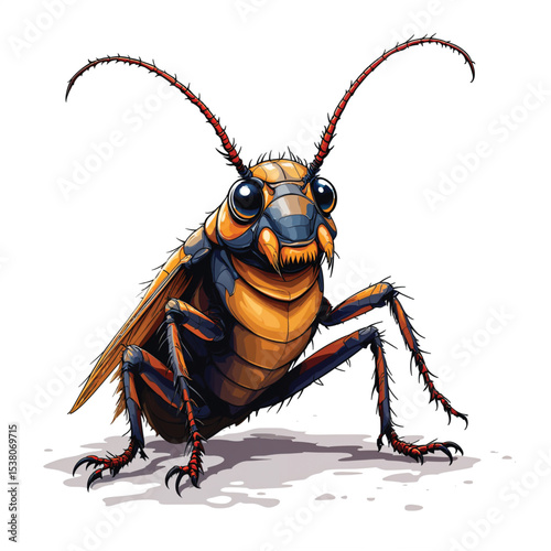 vector illustration of cartoon cockroach