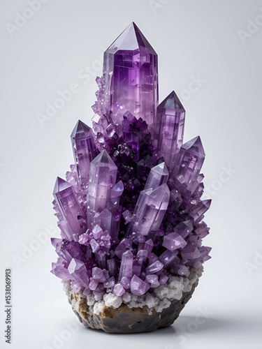 Exquisite amethyst crystals showcasing unique formations and vibrant colors in a captivating display of natural beauty