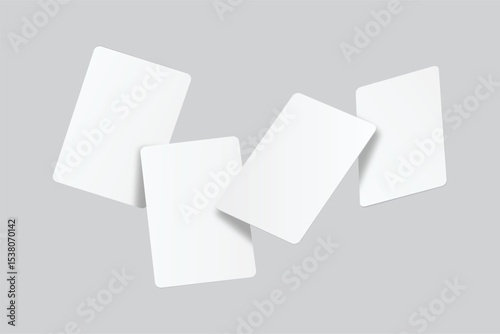 Playing cards mockup. Blank cards deck of poker hand, successful game, bet, casino ads, gambling business, game card or note cards, greeting card, invitation, credit card, business card isolated
