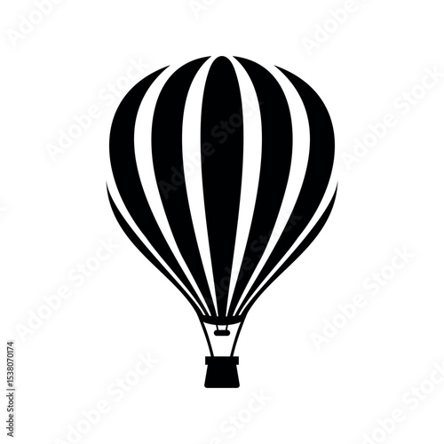 Air balloon silhouette icon, floating adventure concept