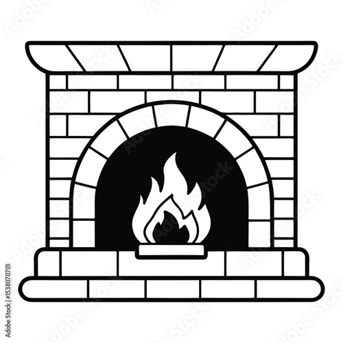 Fireplace with a fire line art design