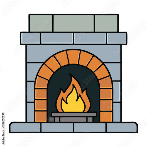 Colorful fireplace with burning vector
